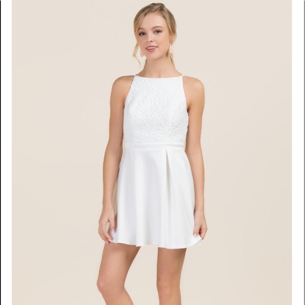 White high neck crochet dress size small NWT